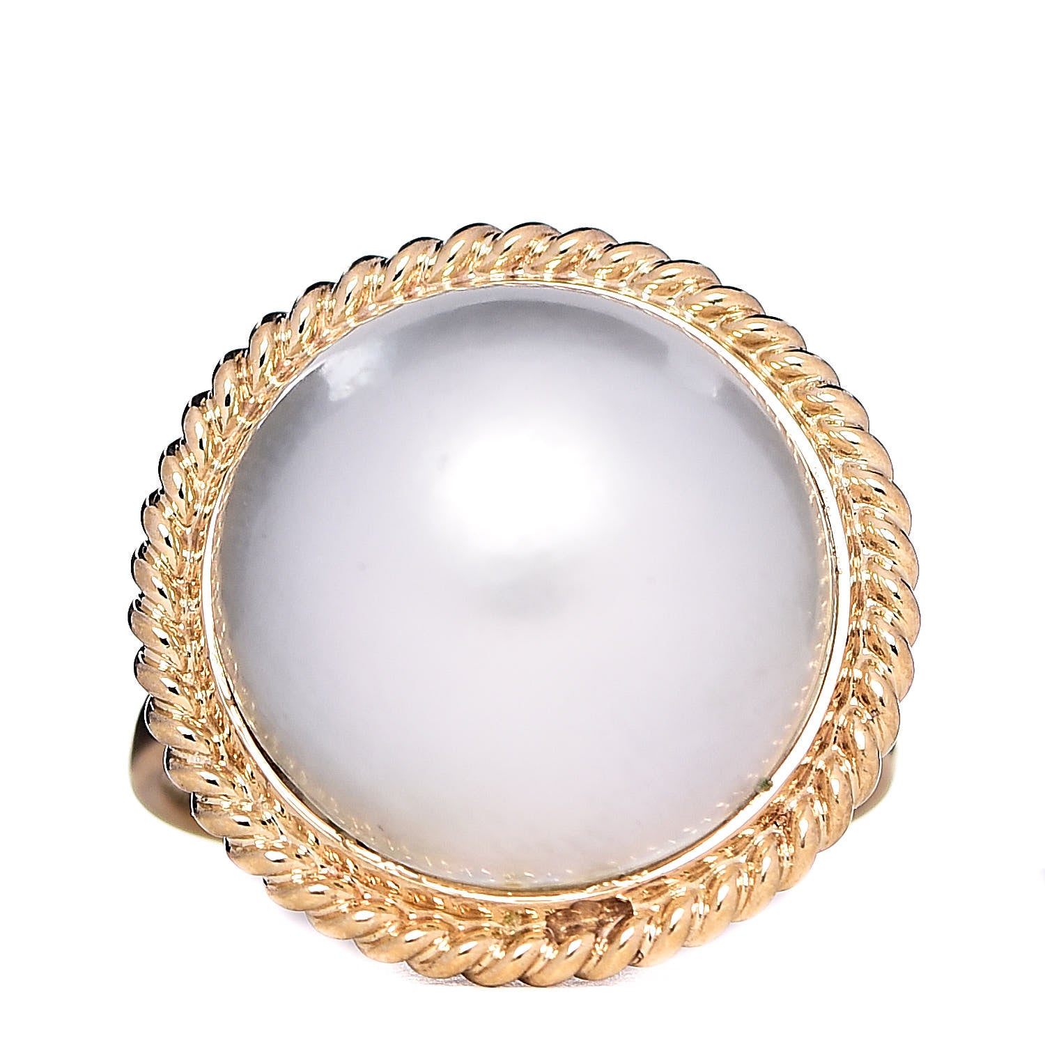 Mikimoto 18K Yellow Gold Mabe Pearl 14.5mm Cocktail Ring 54 6.75 1 of 5