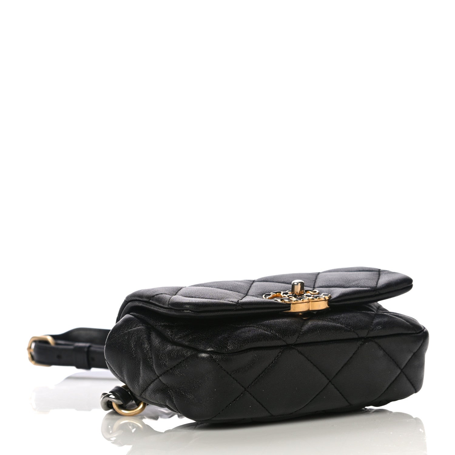 Chanel Lambskin Quilted Chanel 19 Waist Bag Black 3 of 13