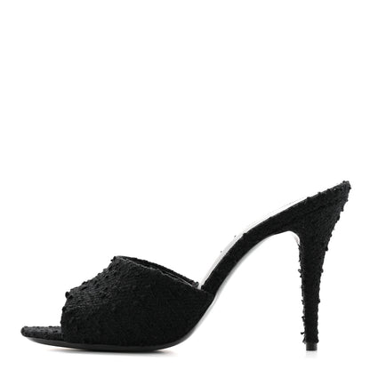 Saint Laurent Boucle Tweed La 16 95 Mule Sandals 39 Black 1 of 10