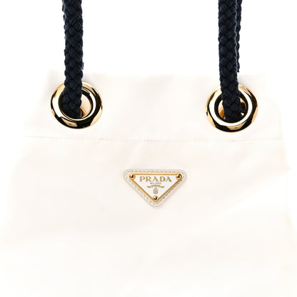Prada Re-Nylon Triangle Mariner Small Bucket Bag White Baltico 7 of 9