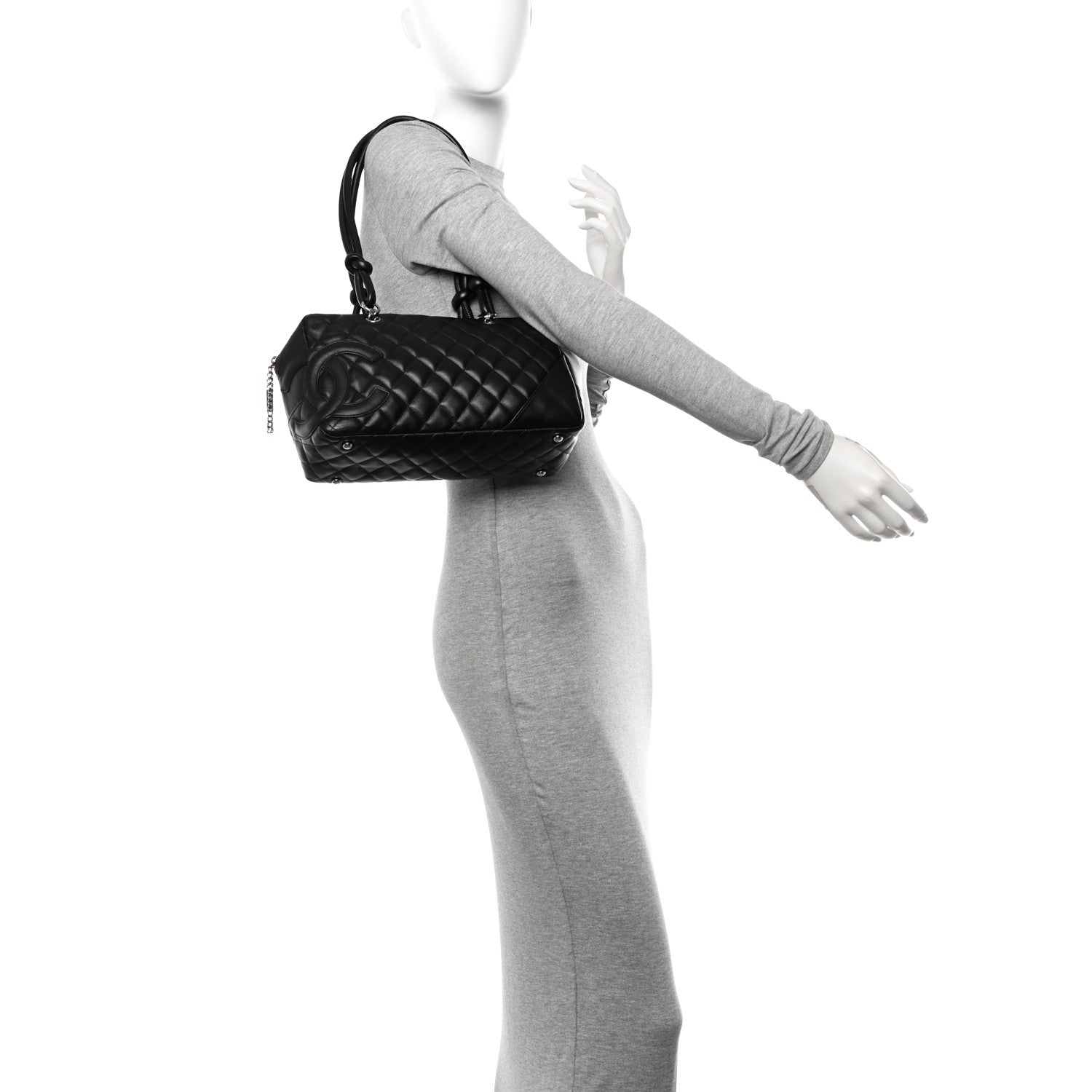 Chanel Calfskin Quilted Large Cambon Bowler Black 2 of 11