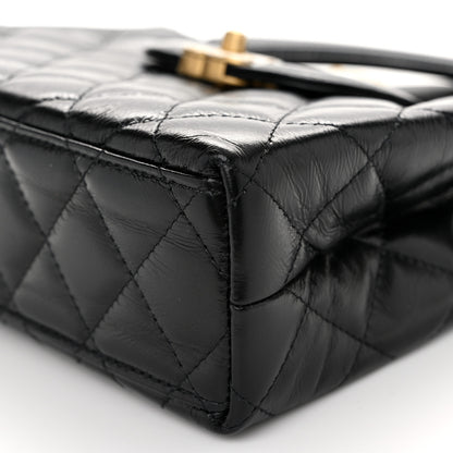 Chanel Shiny Aged Calfskin Quilted Nano Kelly Shopper Black 10 of 11