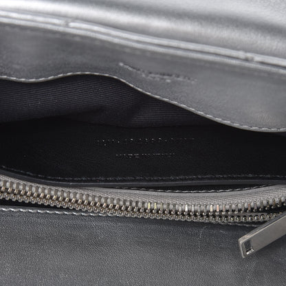 Saint Laurent Calfskin Y Quilted Monogram Small Loulou Chain Satchel Silver 8 of 14