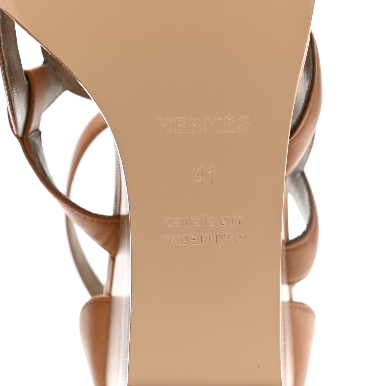Hermes Nappa Brisbane Wedge Sandals 41 Naturel 6 of 8