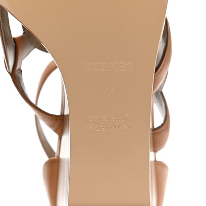 Hermes Nappa Brisbane Wedge Sandals 41 Naturel 6 of 8