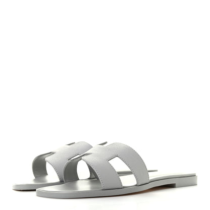 Hermes Epsom Oran Sandals 36.5 Bleu Glacier 3 of 8