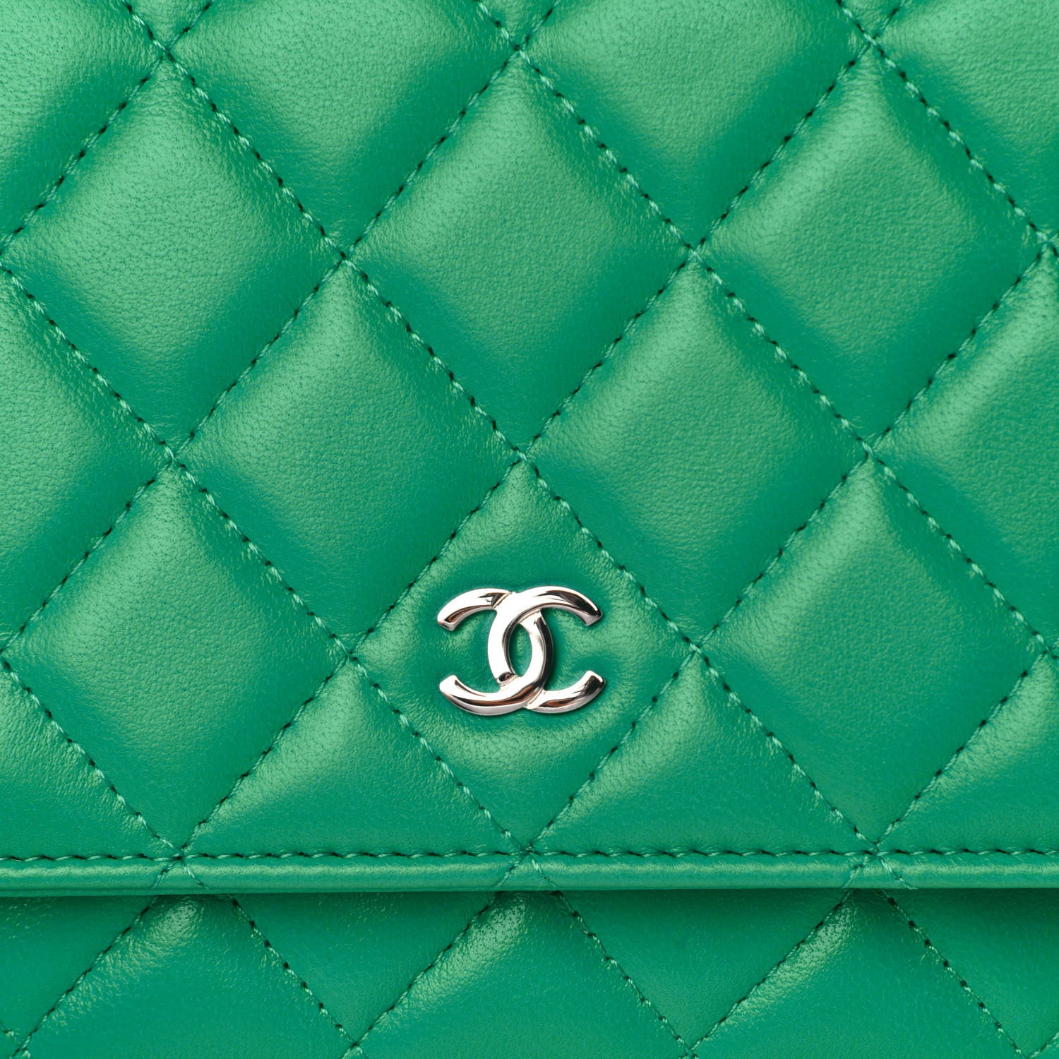 Chanel Lambskin Quilted Wallet On Chain WOC Green 12 of 13