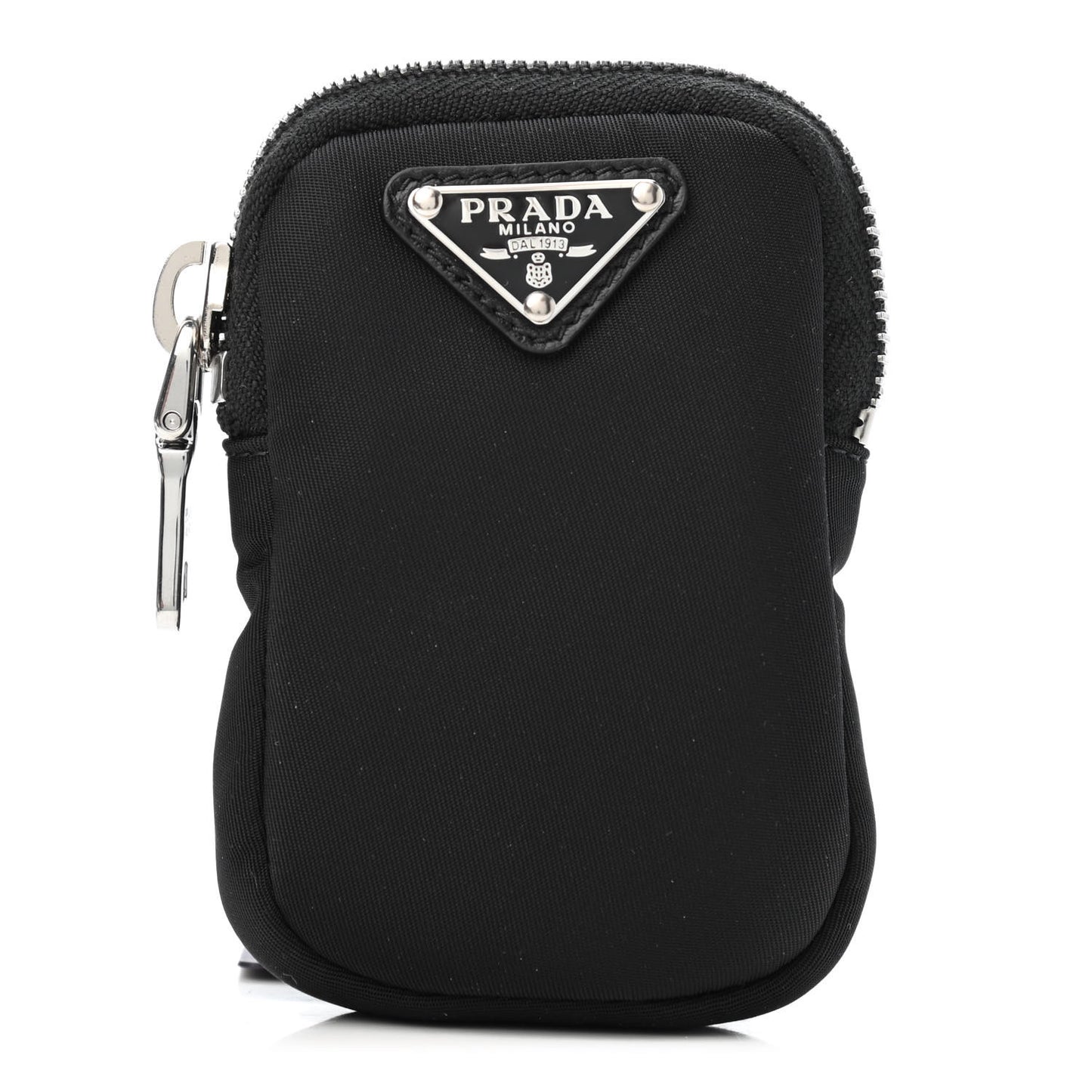 Re-Nylon Pocket Triangle Padded Mini Key Chain Pouch Black