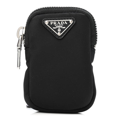 Prada Re-Nylon Pocket Triangle Padded Mini Key Chain Pouch Black 1 of 4