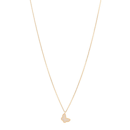 Van Cleef & Arpels 18K Yellow Gold Mother of Pearl Sweet Alhambra Butterfly Pendant Necklace 1 of 5