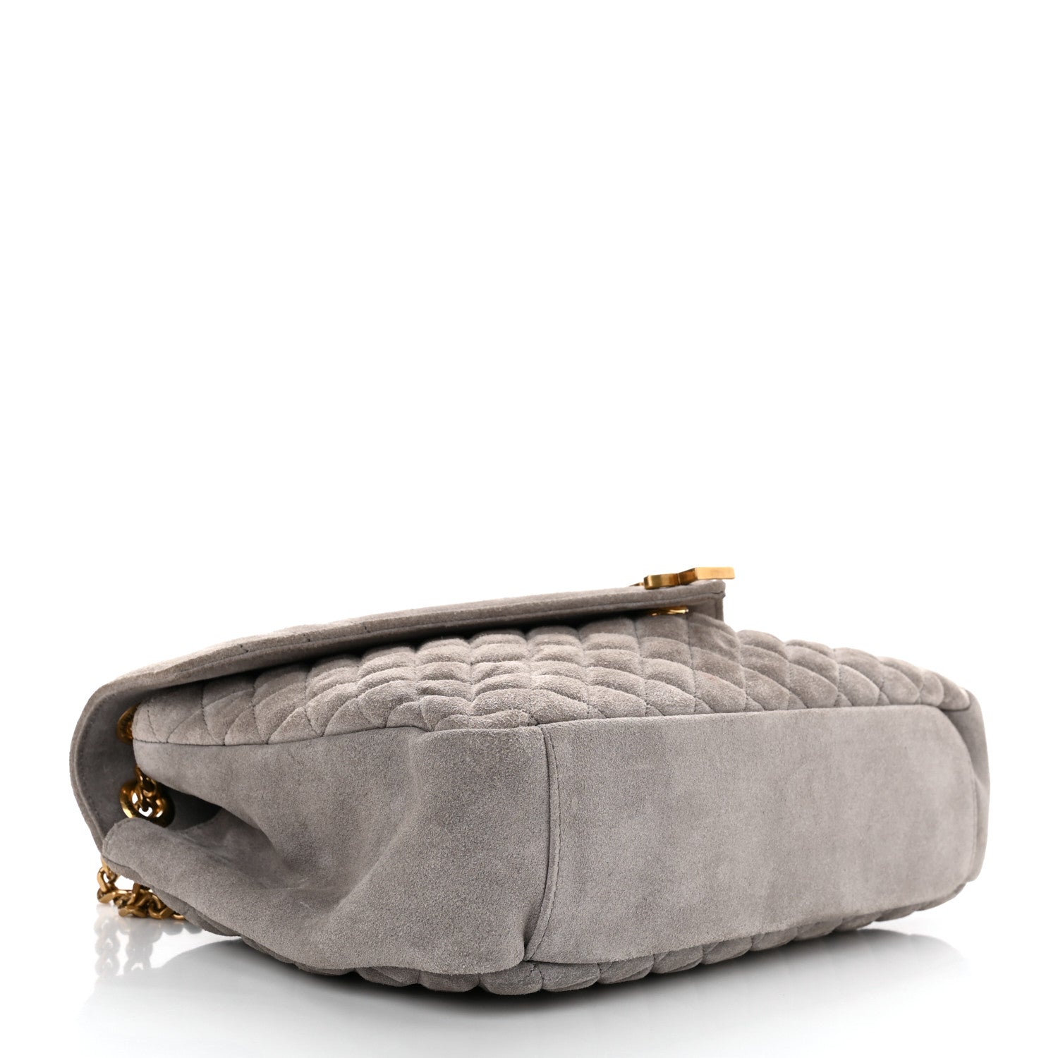 Saint Laurent Suede Mixed Matelasse Tri-Quilt Large Monogram Envelope Satchel Grey 4 of 11