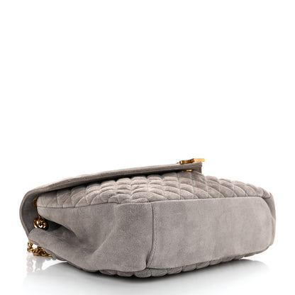 Saint Laurent Suede Mixed Matelasse Tri-Quilt Large Monogram Envelope Satchel Grey 4 of 11