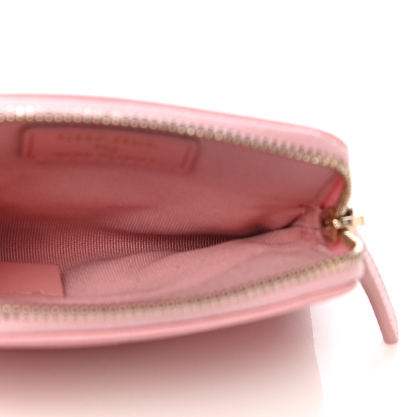 Caviar Quilted Zip Card Holder Wallet Pink