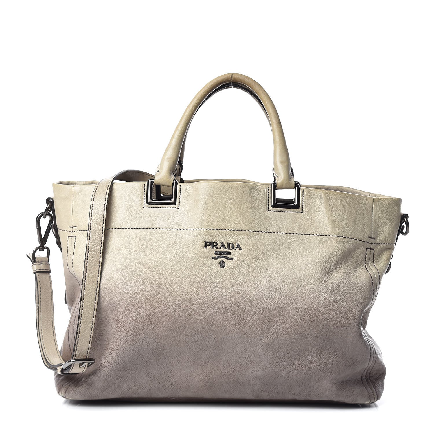 Prada Glace Calfskin Extra Wide Tote Ghiaccio Sfumato 1 of 15