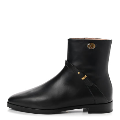 Gucci Calfskin Womens GG Ankle Boots 37.5 Black 1 of 8