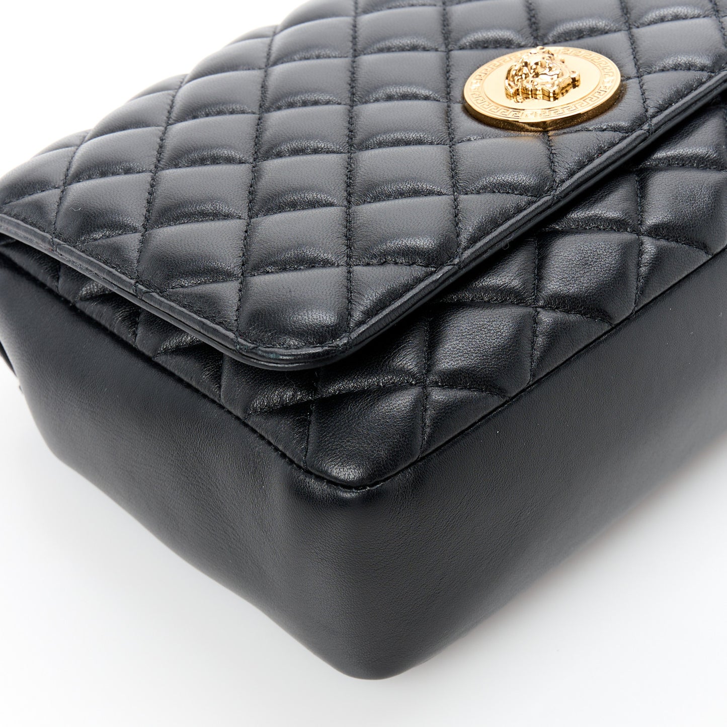 Nappa Quilted La Medusa Chain Crossbody Black