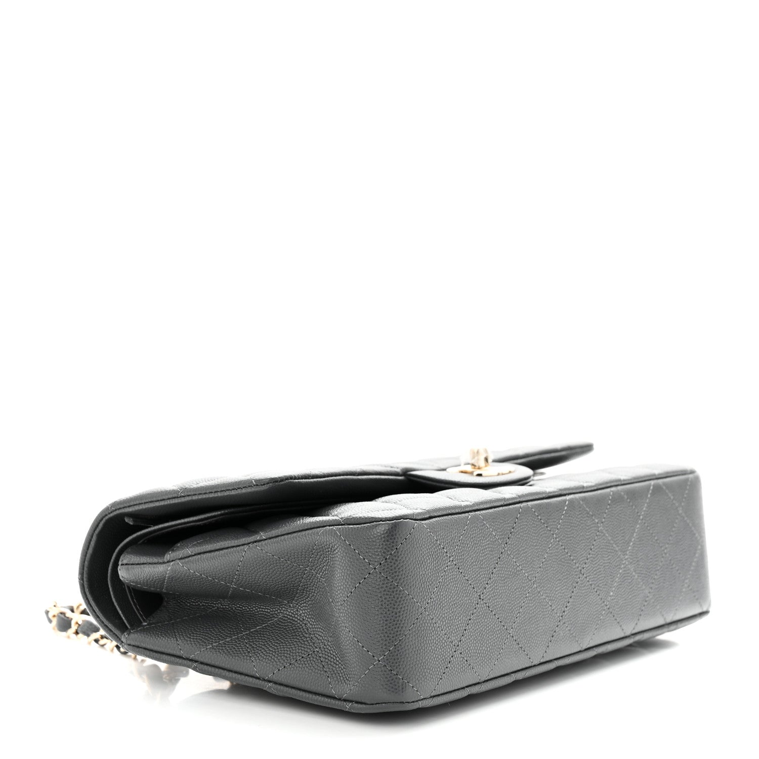 Chanel Caviar Quilted Medium Double Flap Dark Grey 4 of 11