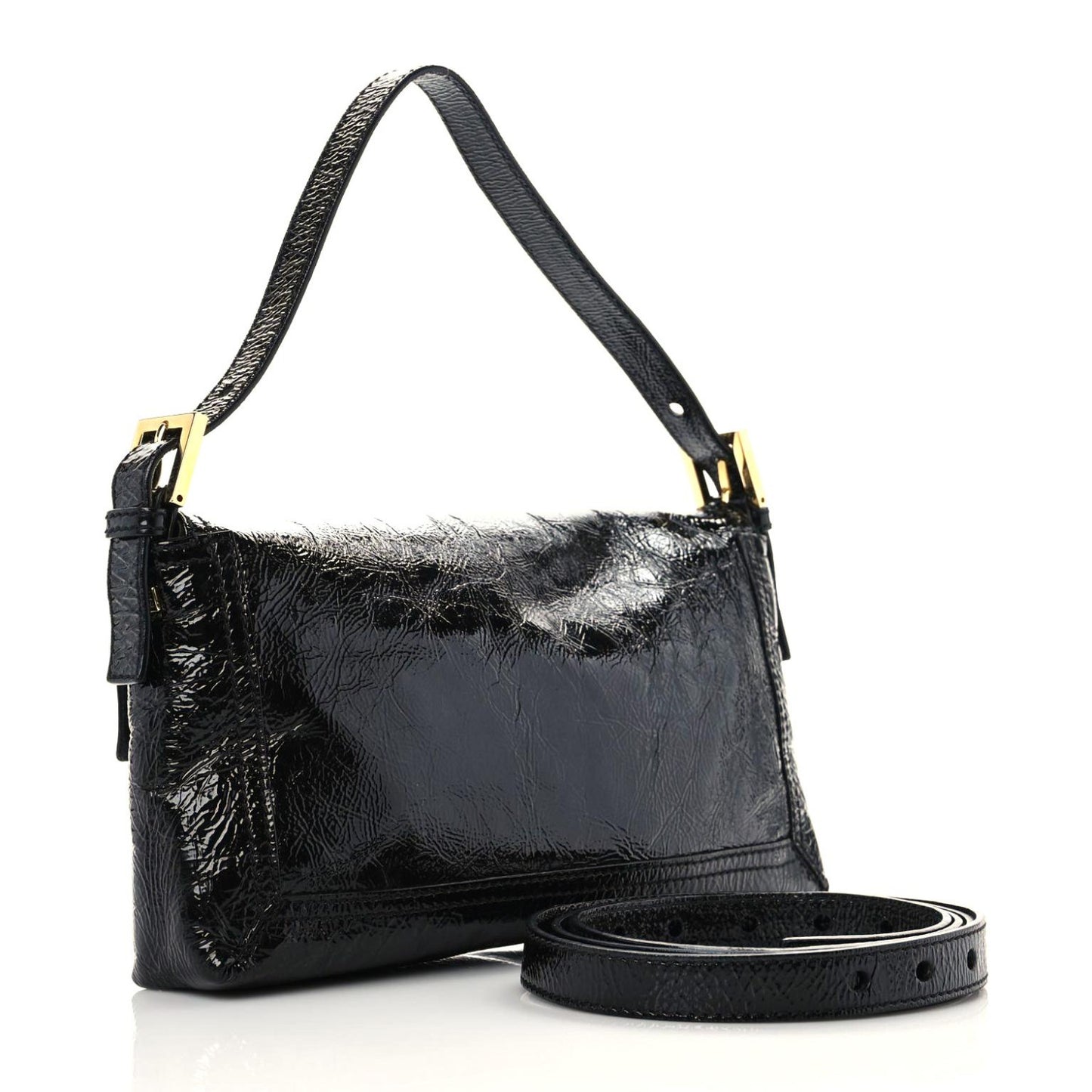 Vitello Naplak Medium Convertible Baguette Black