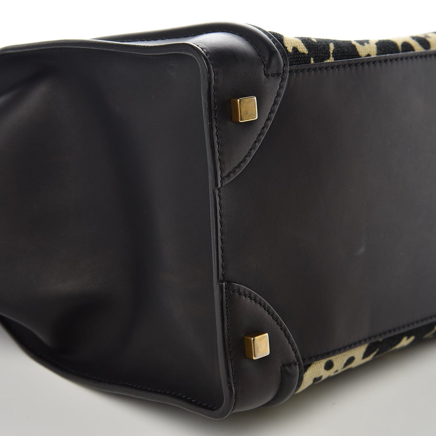 Canvas Smooth Calfskin Leopard Print Mini Luggage Black