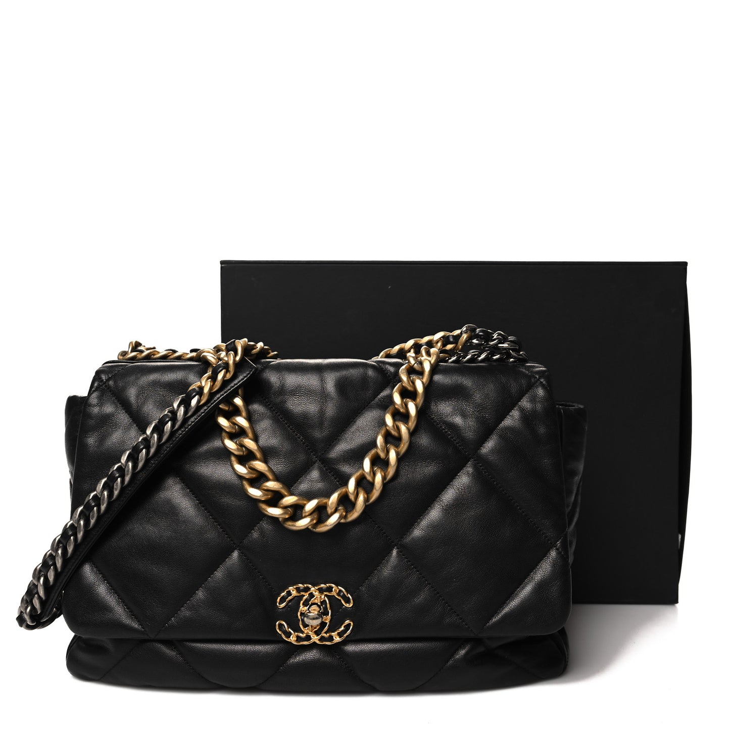 Goatskin Quilted Maxi Chanel 19 Flap Black