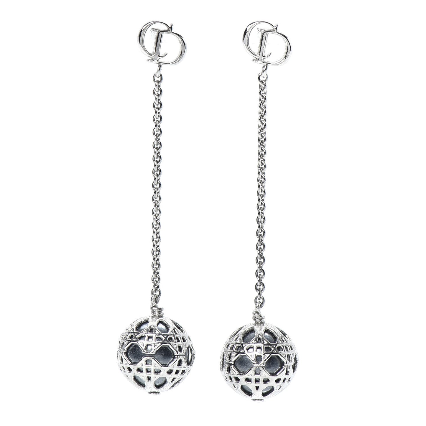Pearl Secret Cannage Mise En Dior Tribales Dangle Earrings Silver
