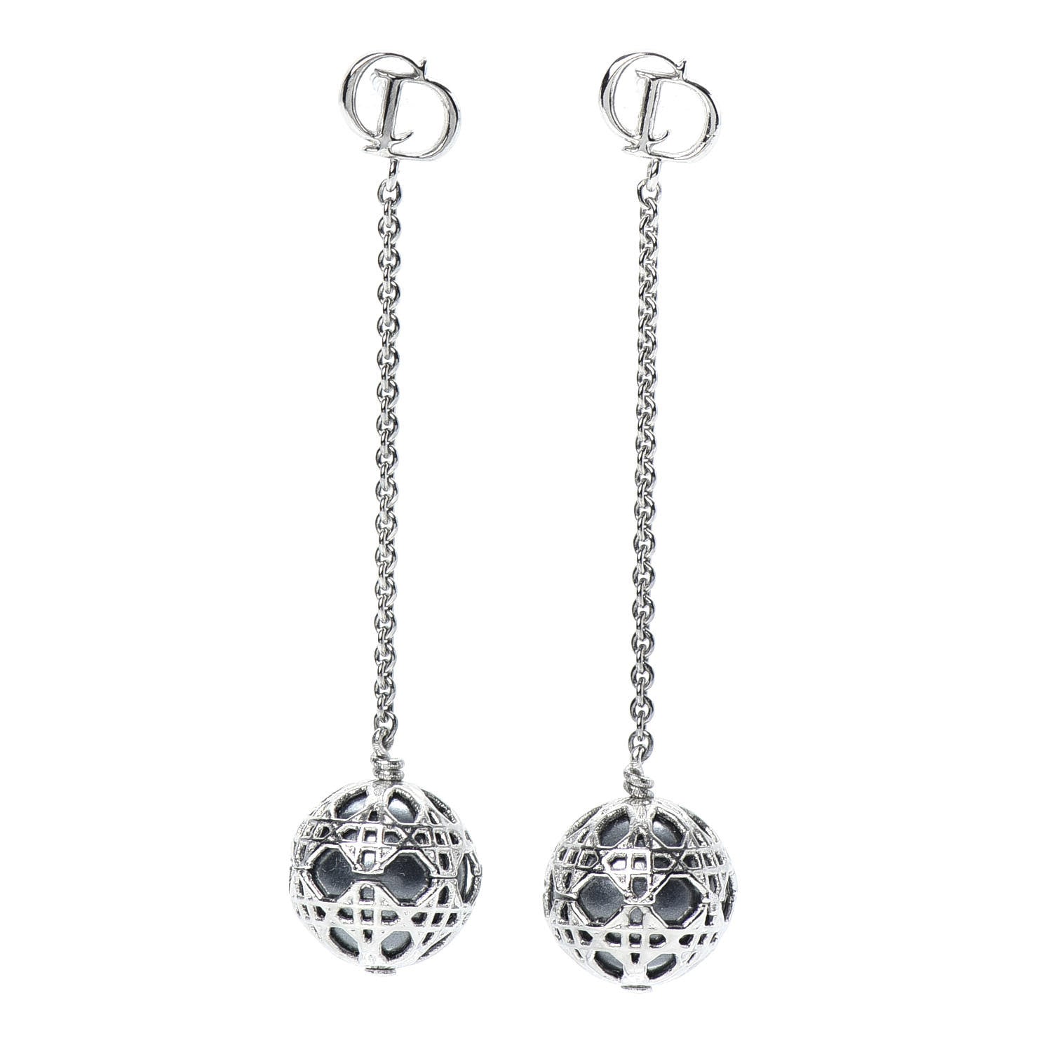 Christian Dior Pearl Secret Cannage Mise En Dior Tribales Dangle Earrings Silver 1 of 3