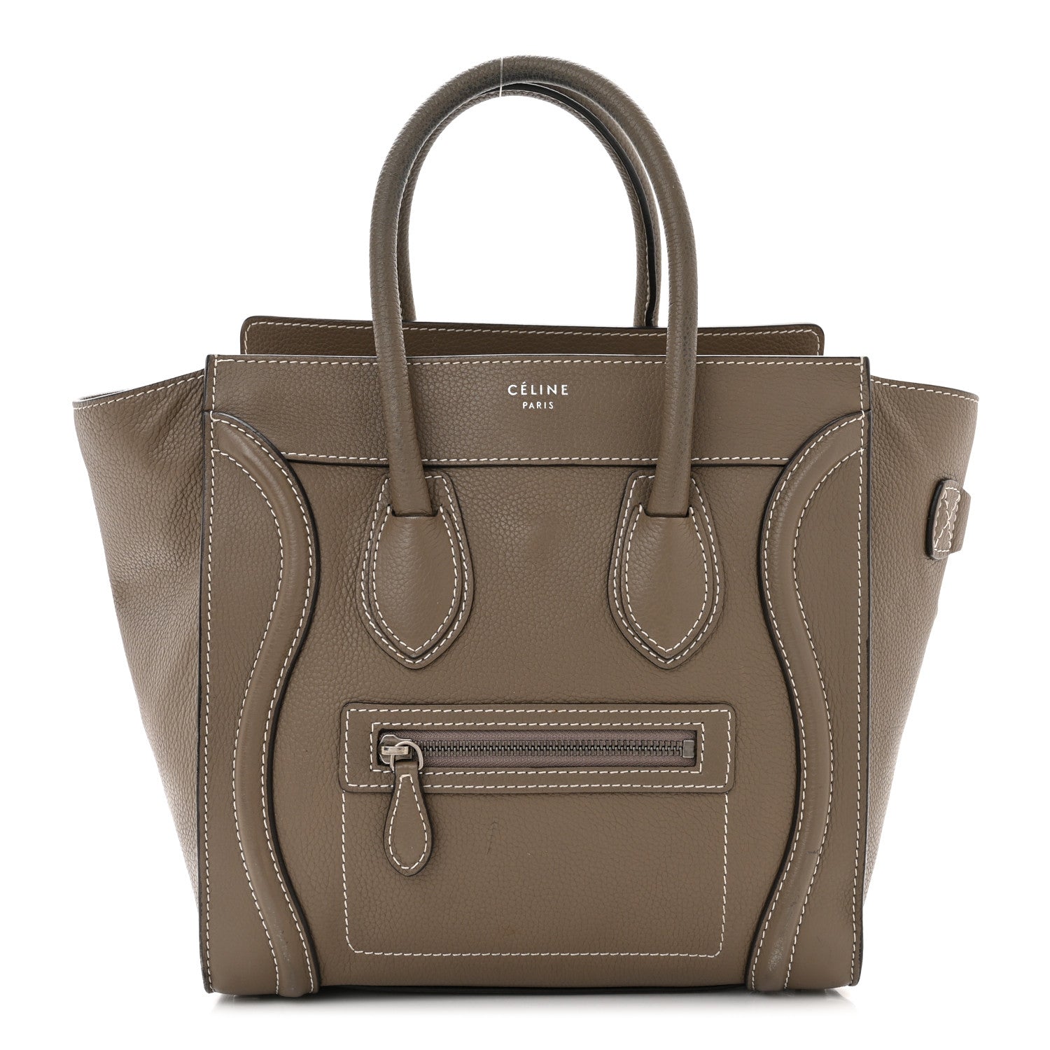 Celine Drummed Calfskin Micro Luggage Souris 1 of 9