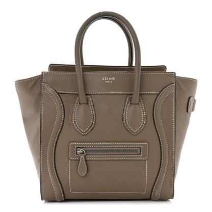 Celine Drummed Calfskin Micro Luggage Souris 1 of 9