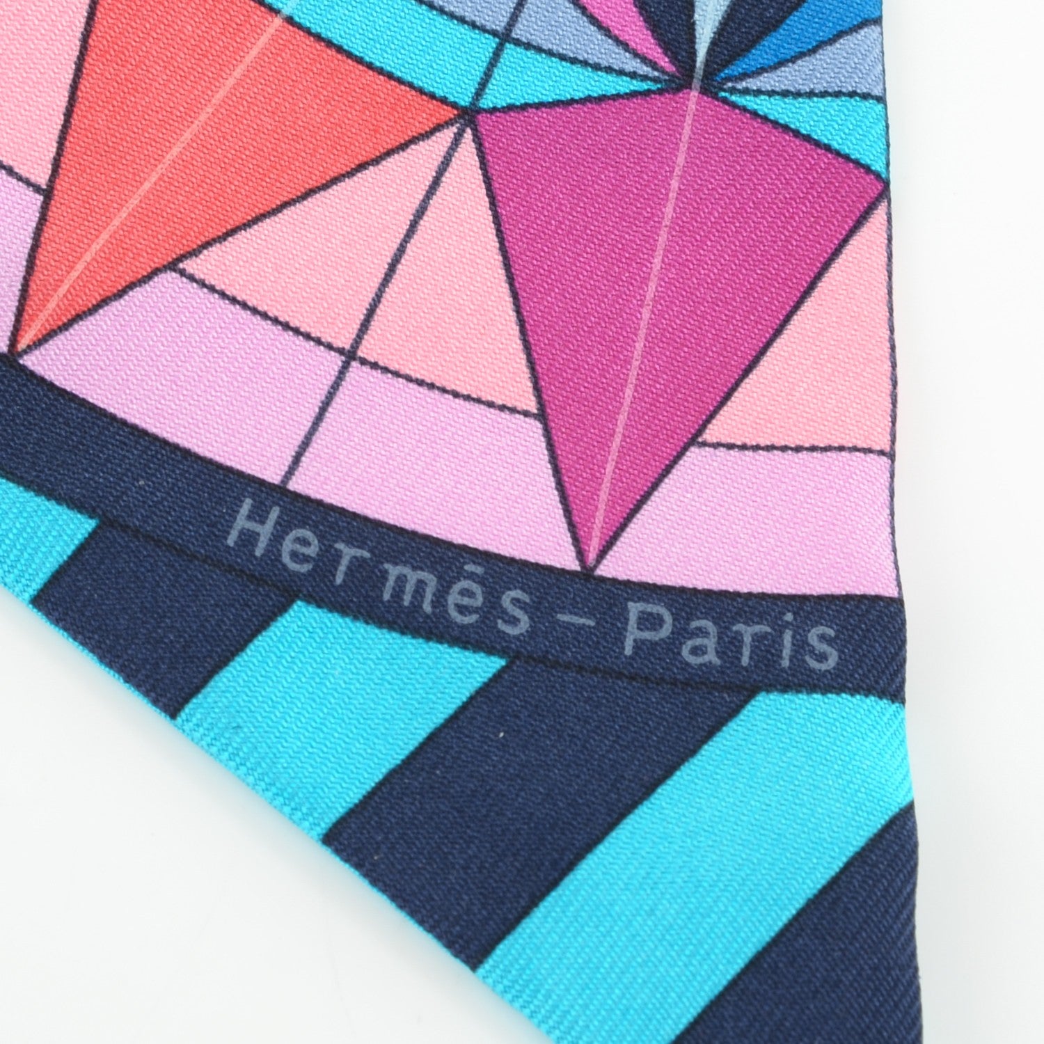Hermes Silk Rose de Compas Twilly Turquoise Fuchsia Bleu 5 of 5