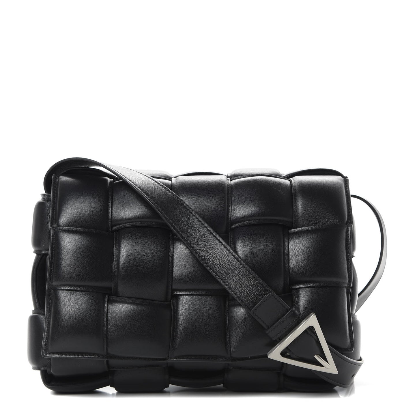 Nappa Maxi Intreccio Padded Cassette Crossbody Bag Black