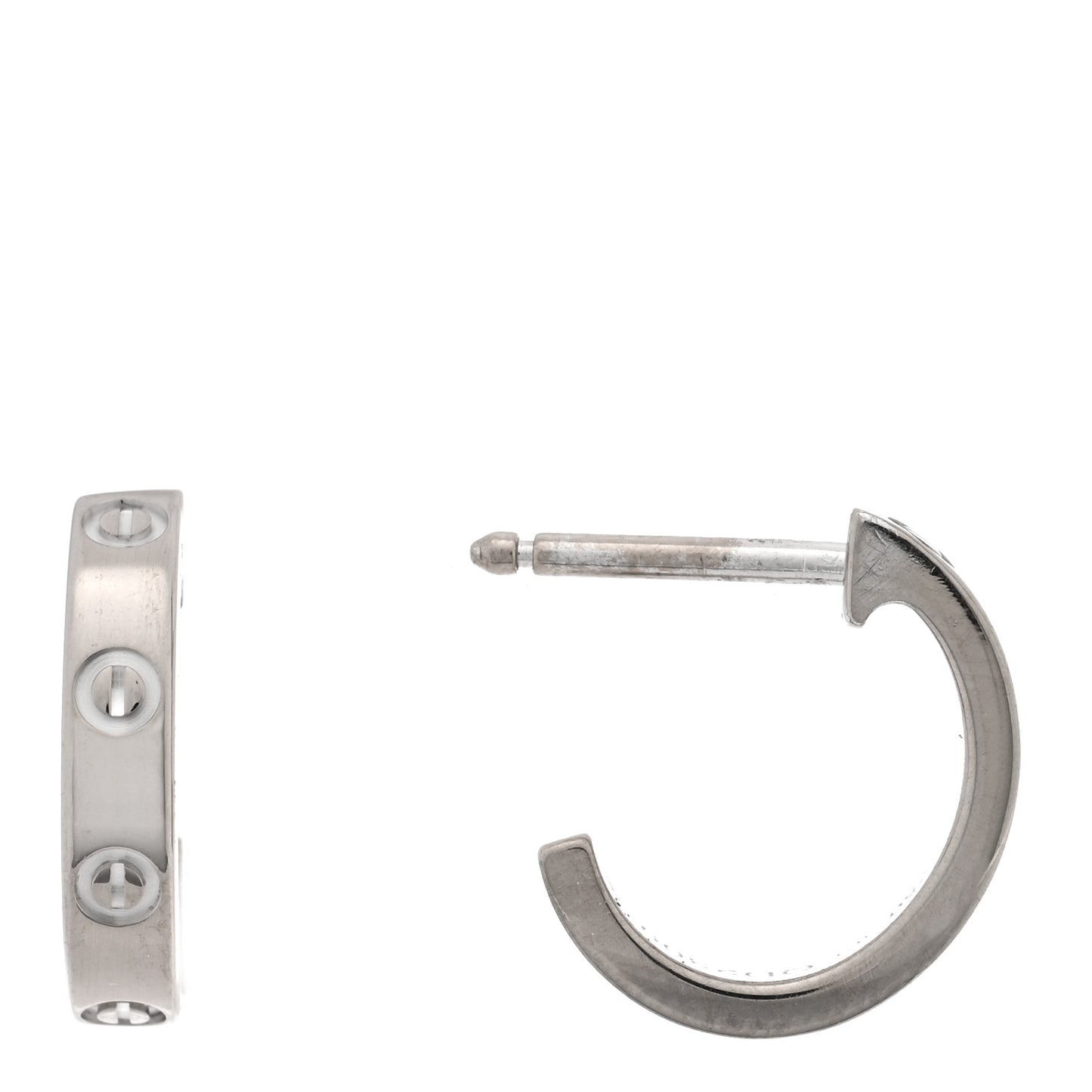 18K White Gold Small LOVE Hoop Earrings