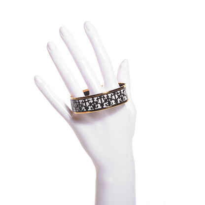 Hermes Enamel Printed Wide Balcons du Guadalquivir Bracelet 65 Black 2 of 5