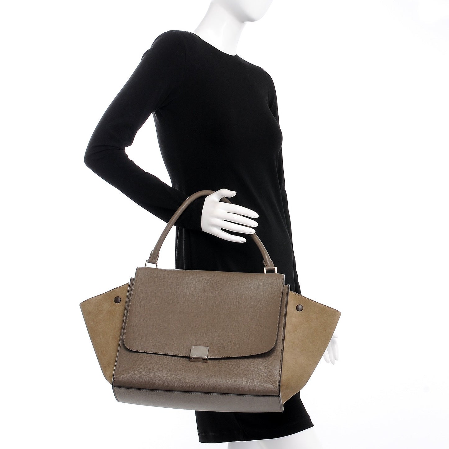 Drummed Calfskin Suede Large Trapeze Souris