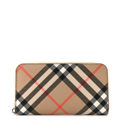 Burberry Supernova Check Zip Around Wallet Brown 1 of 10