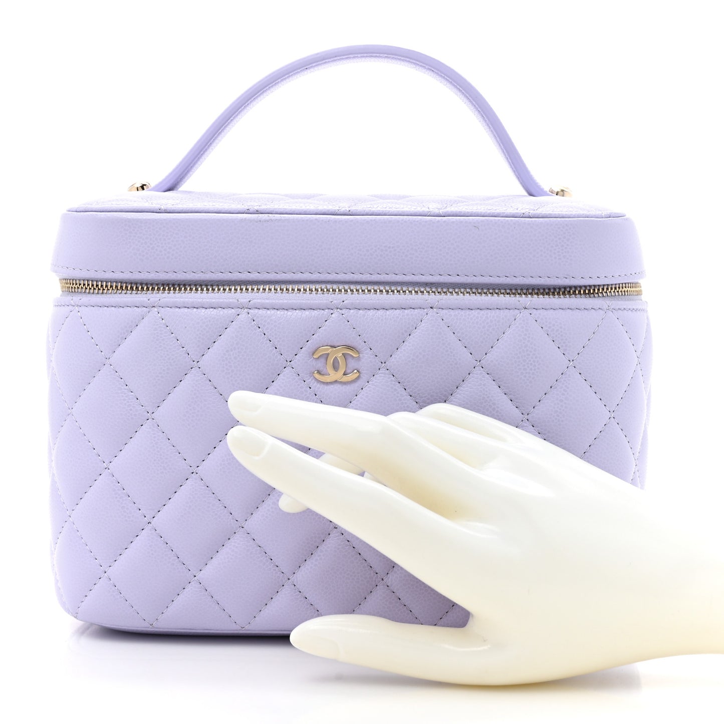 Caviar Quilted Large Vanity Pouch Light Purple