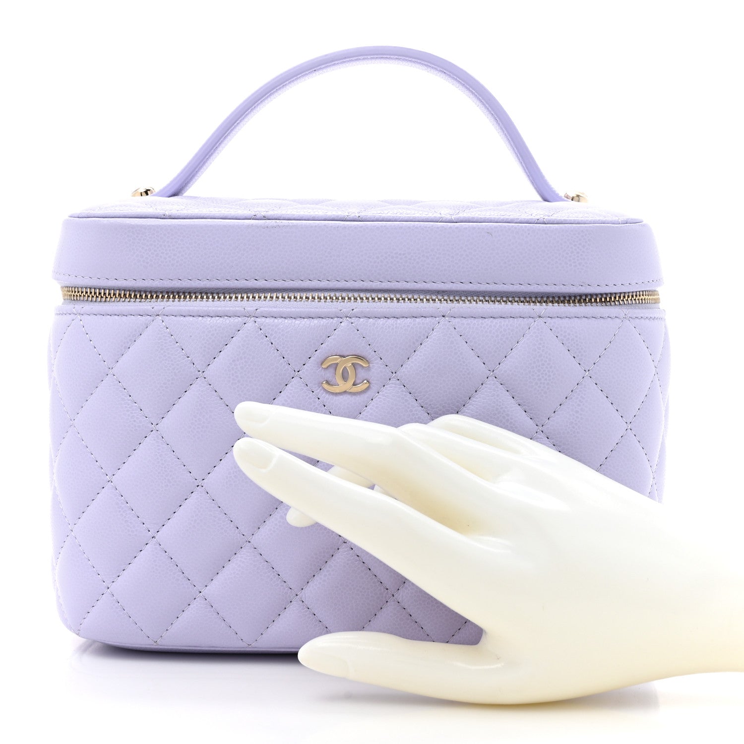Chanel Caviar Quilted Large Vanity Pouch Light Purple 2 of 11