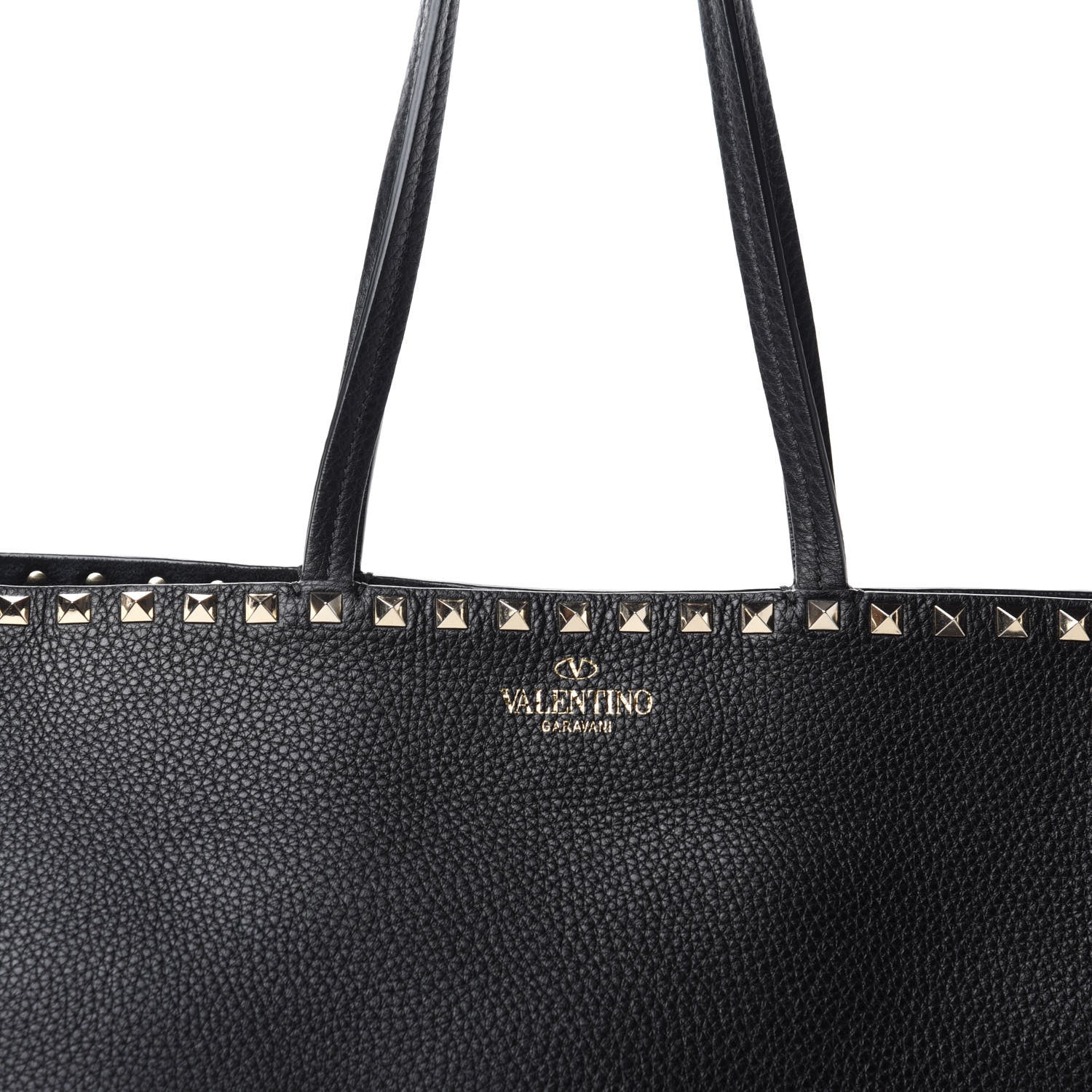 Valentino Garavani Grained Calfskin Rockstud Shoulder Tote Black 9 of 9