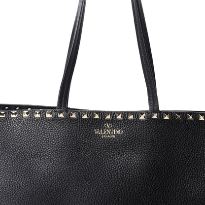 Valentino Garavani Grained Calfskin Rockstud Shoulder Tote Black 9 of 9