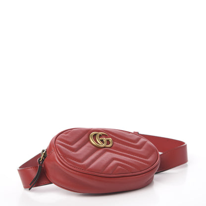 Gucci Calfskin Matelasse GG Marmont Belt Bag 75 30 Hibiscus Red 3 of 9