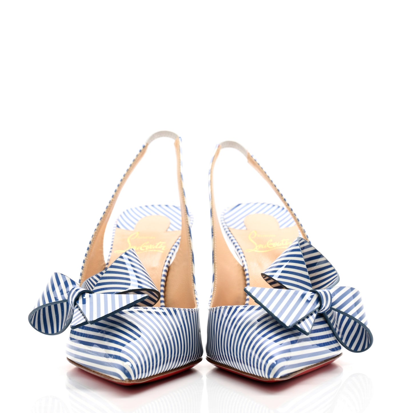 Patent Stripes Clare Nodo 80 Pumps 37.5 Jeans White