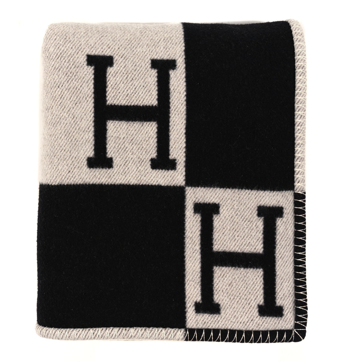 Wool Cashmere Avalon Blanket Ecru Black