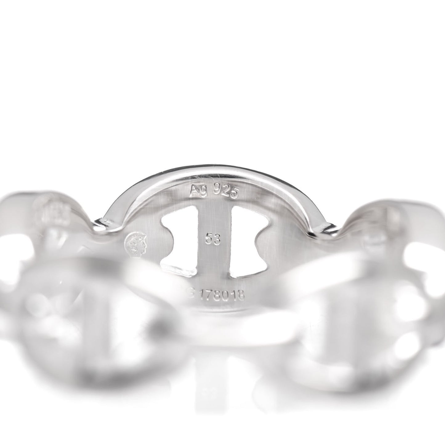Sterling Silver PM Chaine d'Ancre Enchainee Band Ring 53 6.5