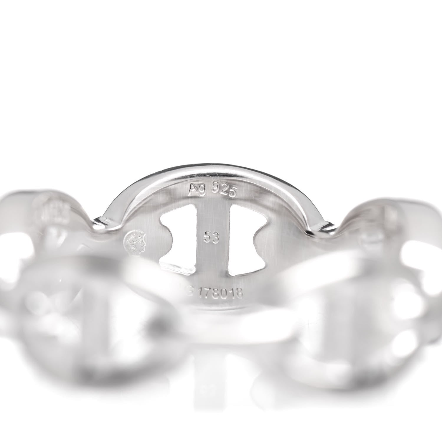 Hermes Sterling Silver PM Chaine d'Ancre Enchainee Band Ring 53 6.5 4 of 6