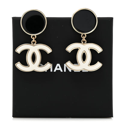 Chanel Enamel CC Drop Earrings Black White 6 of 6