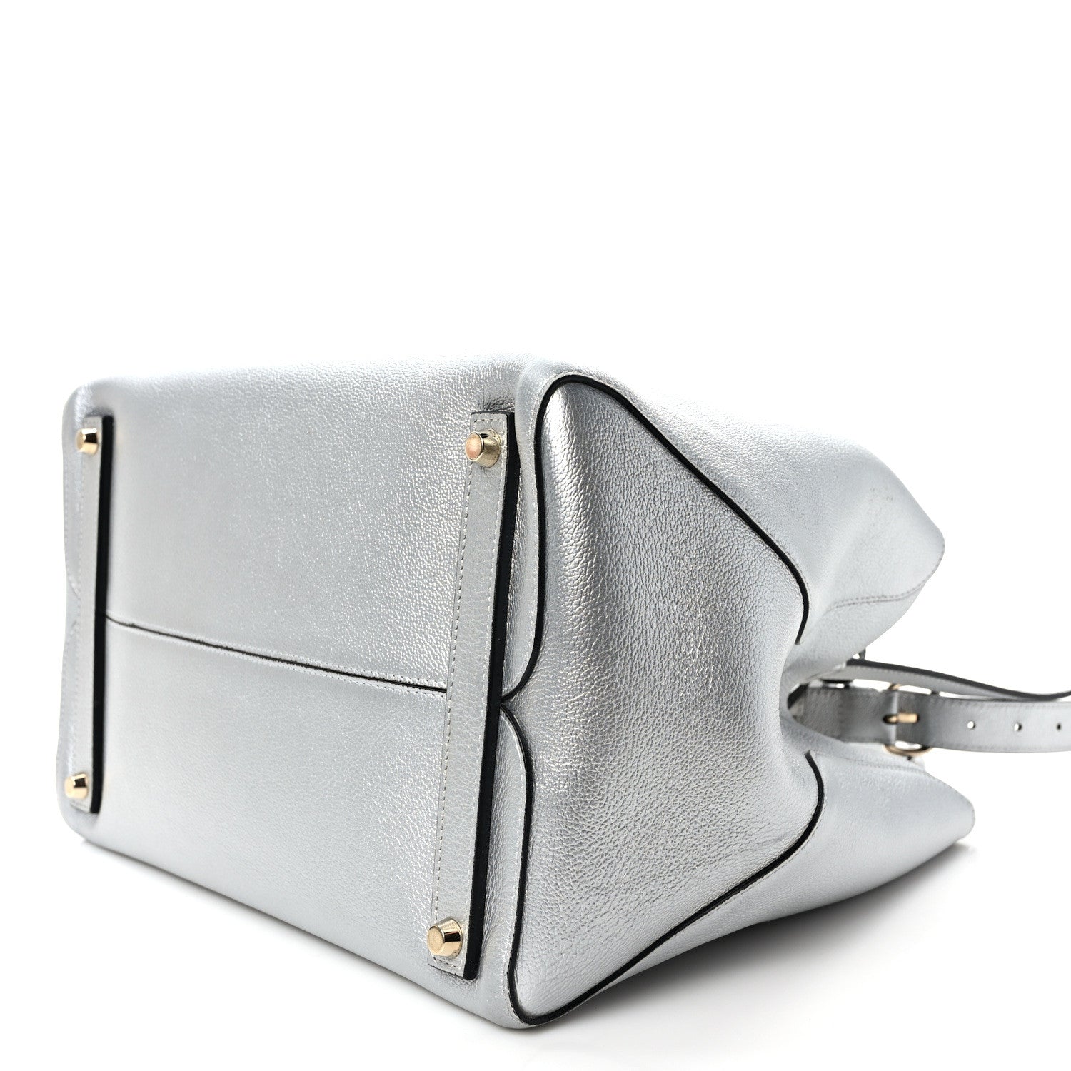 Christian Dior Metallic Supple Grained Calfskin Medium Open Bar Tote Silver 8 of 10