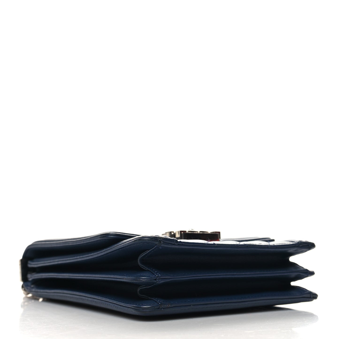 Calfskin Quilted North South Boy Flap Navy
