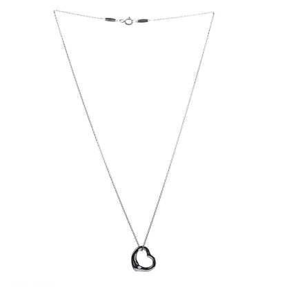 Tiffany Sterling Silver 16mm Elsa Peretti Open Heart Pendant Necklace 3 of 9