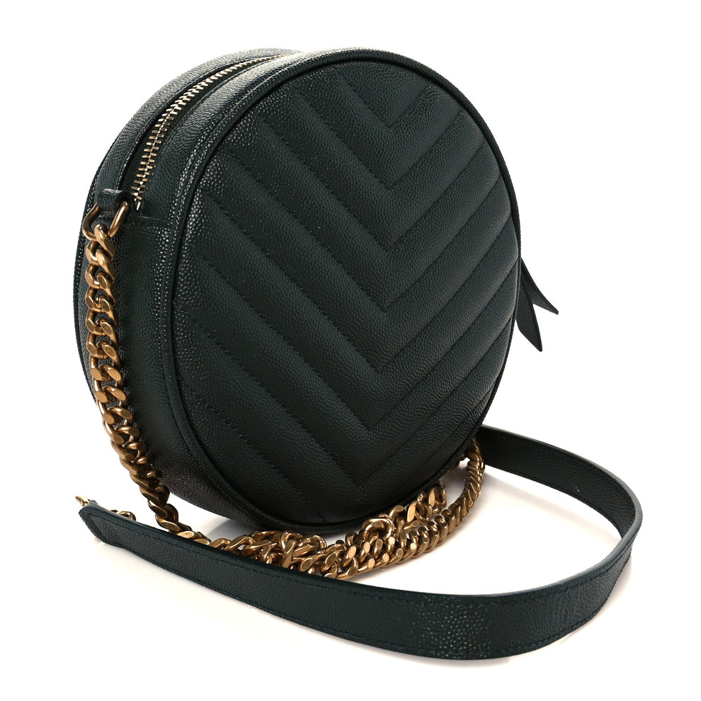 Saint Laurent Grain De Poudre Matelasse Chevron Quilted Round Vinyle ...