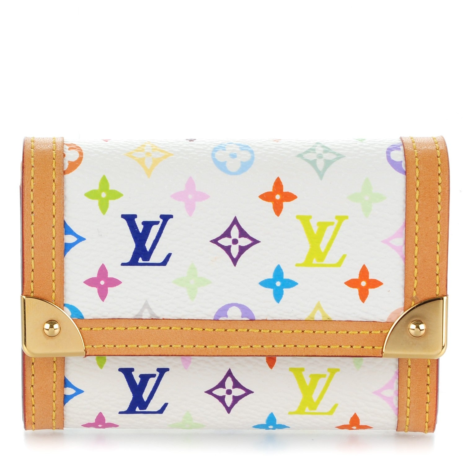 Louis Vuitton Monogram Multicolor Porte-Monnaie Plat Coin Purse White 1 of 7
