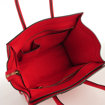 Celine Drummed Calfskin Micro Luggage Coquelicot 7 of 7